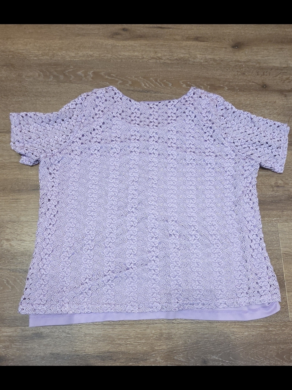 Tan Jay Lavender Crochet Lace Short Sleeve Blouse Top - Picture 5 of 5